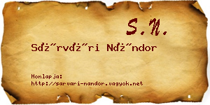 Sárvári Nándor névjegykártya